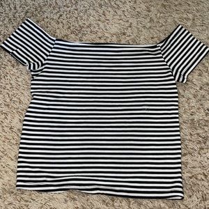 Pacsun Off the Shoulder Black and White Striped Top S